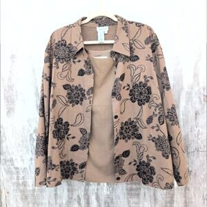 Vintage Coldwater Creek Beaded Linen Blend (Sleeveless& Overshirt Set) Women's24